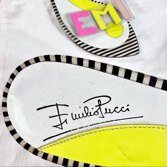Emilio Pucci Rare Vibrant Logo Heeled Sandals - Picture 7 of 7